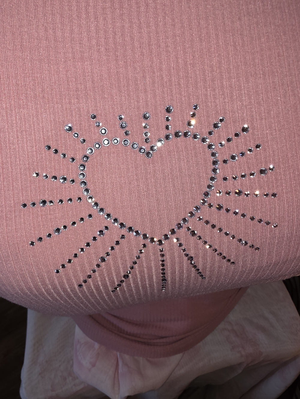 torrid Pink Ribbed Tank with Rhinestone Heart Burst - Picture 2 of 5